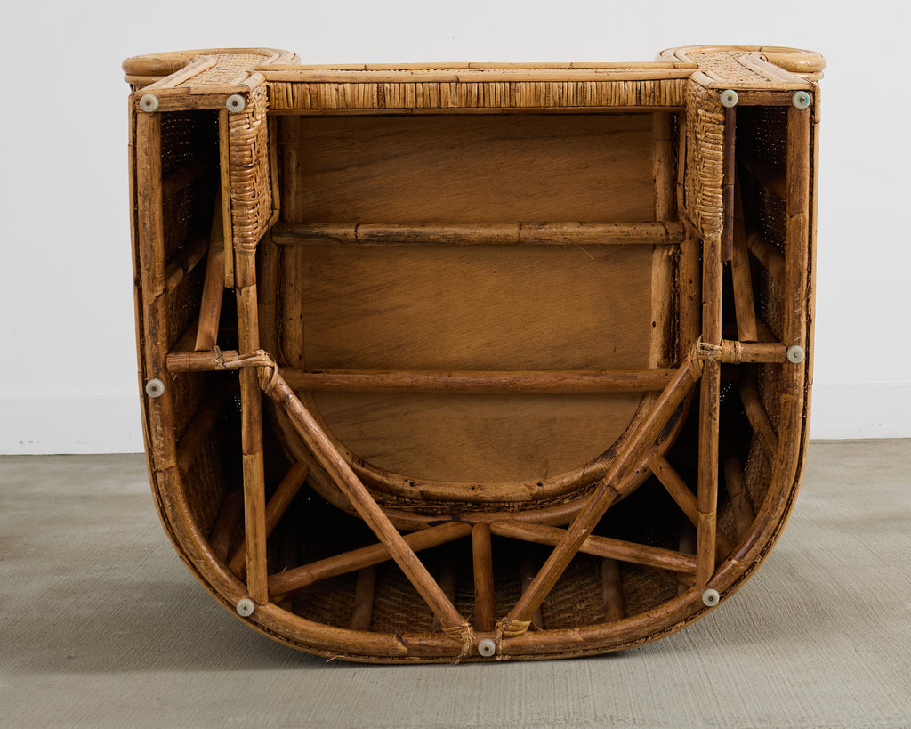 Pair of Ralph Lauren Attributed Wicker Rattan Lounge Chairs