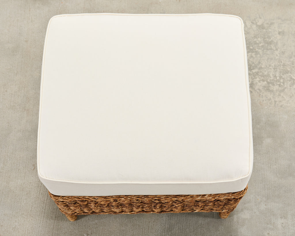 Pair of Ralph Lauren Organic Wicker Rope Armchairs + Ottoman