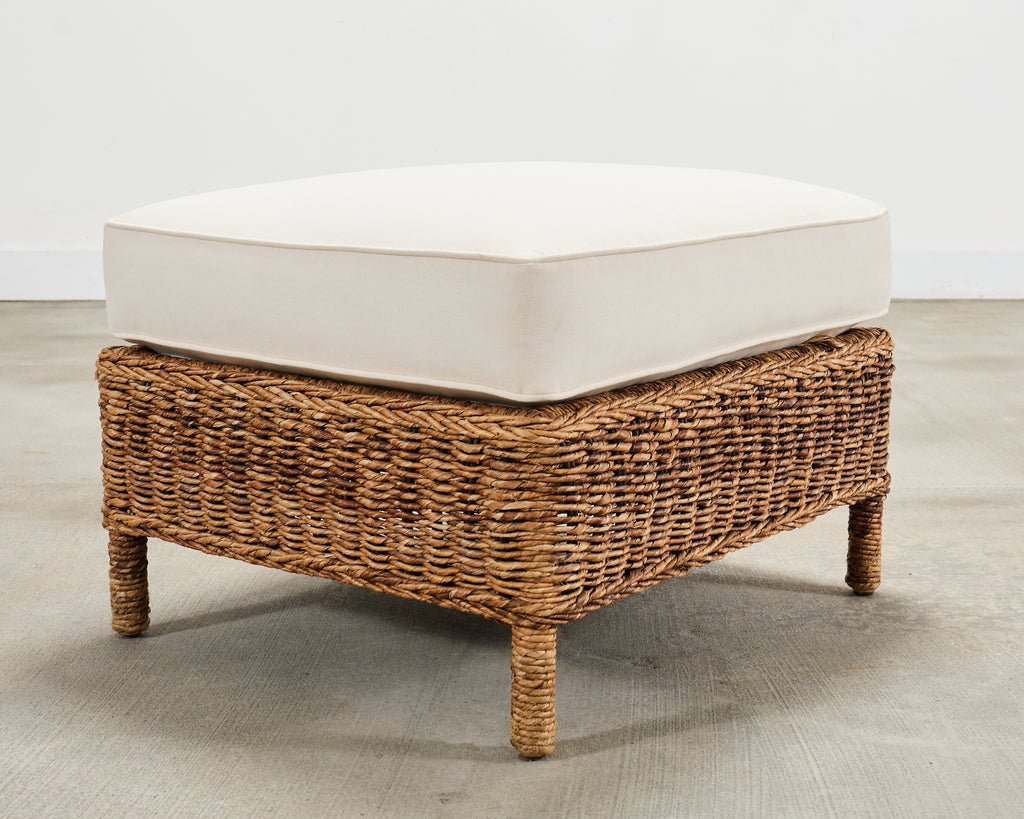 Pair of Ralph Lauren Organic Wicker Rope Armchairs + Ottoman