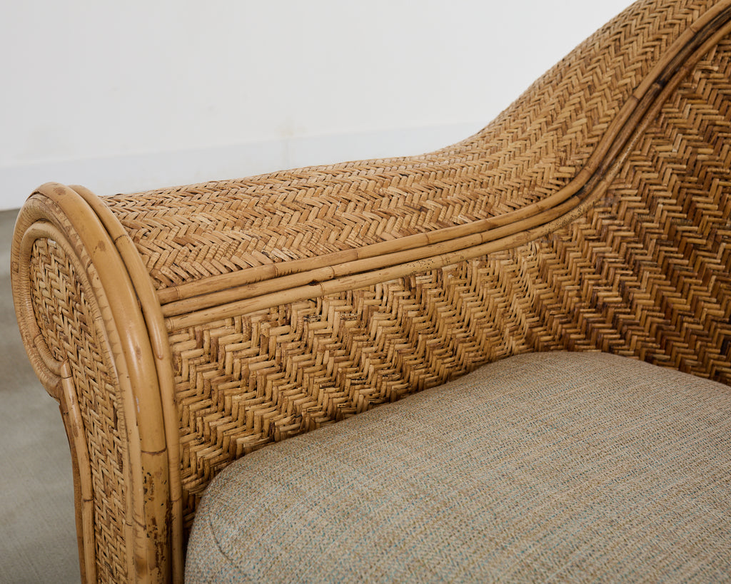 Pair of Ralph Lauren Attributed Wicker Rattan Lounge Chairs