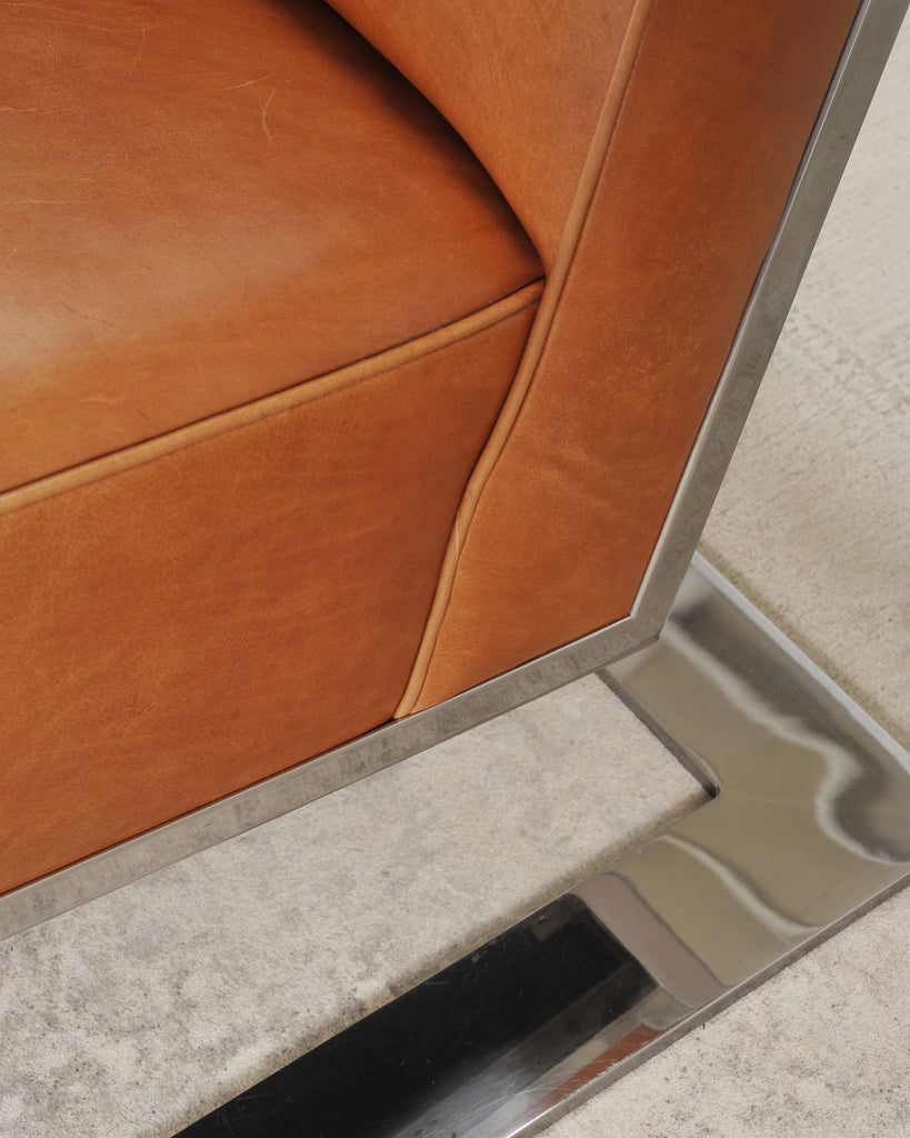 Ralph Lauren Modern Penthouse Chrome and Leather Lounge Chair