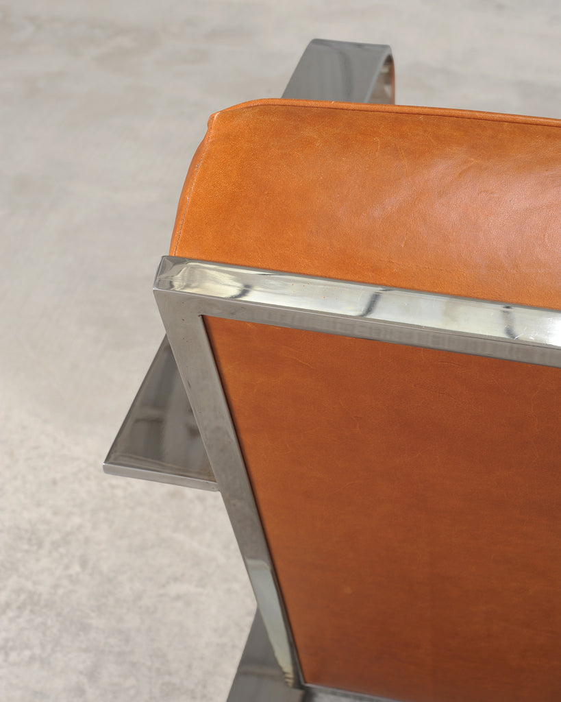 Ralph Lauren Modern Penthouse Chrome and Leather Lounge Chair