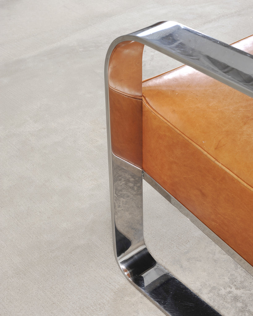 Ralph Lauren Modern Penthouse Chrome and Leather Lounge Chair