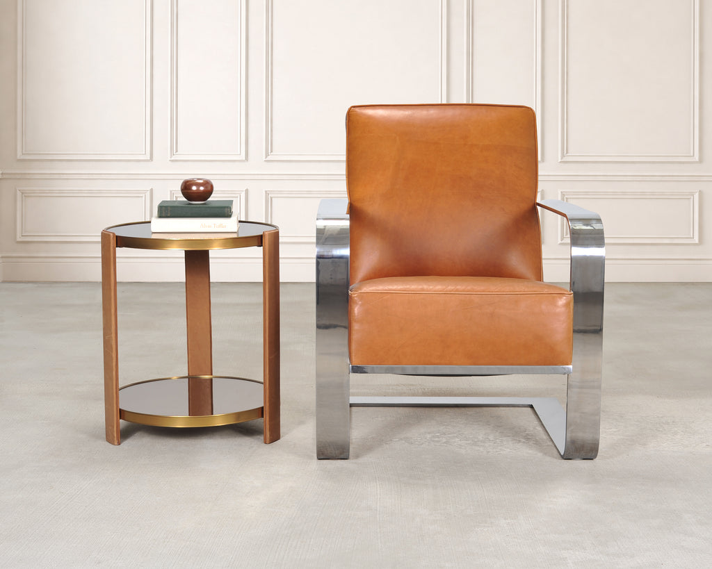 Ralph Lauren Modern Penthouse Chrome and Leather Lounge Chair