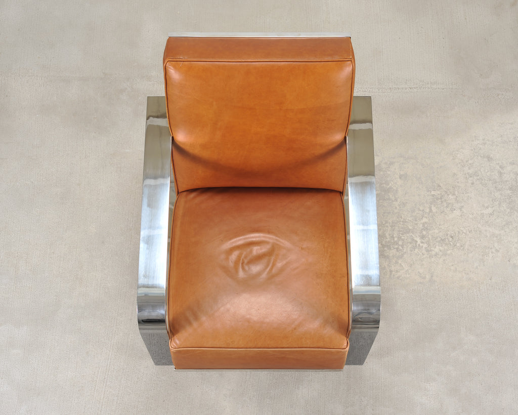 Ralph Lauren Modern Penthouse Chrome and Leather Lounge Chair