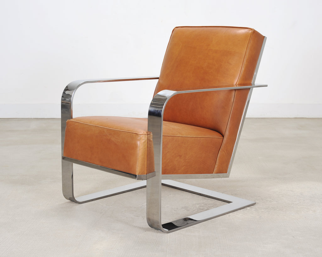 Ralph Lauren Modern Penthouse Chrome and Leather Lounge Chair