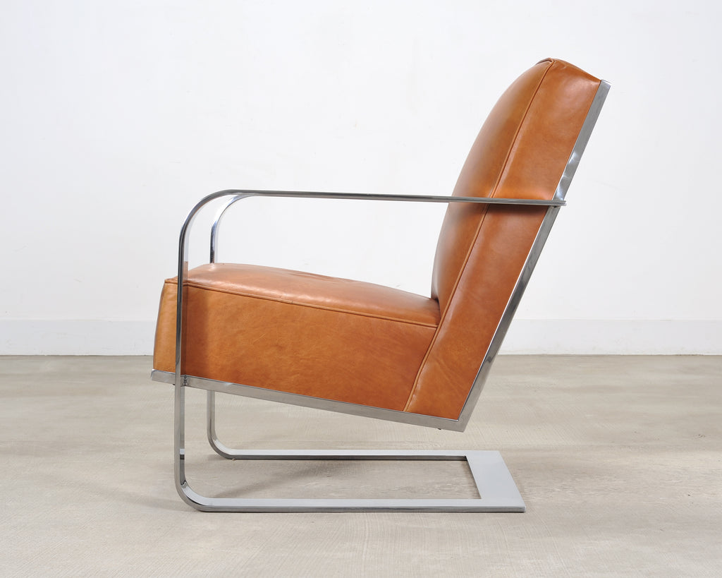 Ralph Lauren Modern Penthouse Chrome and Leather Lounge Chair