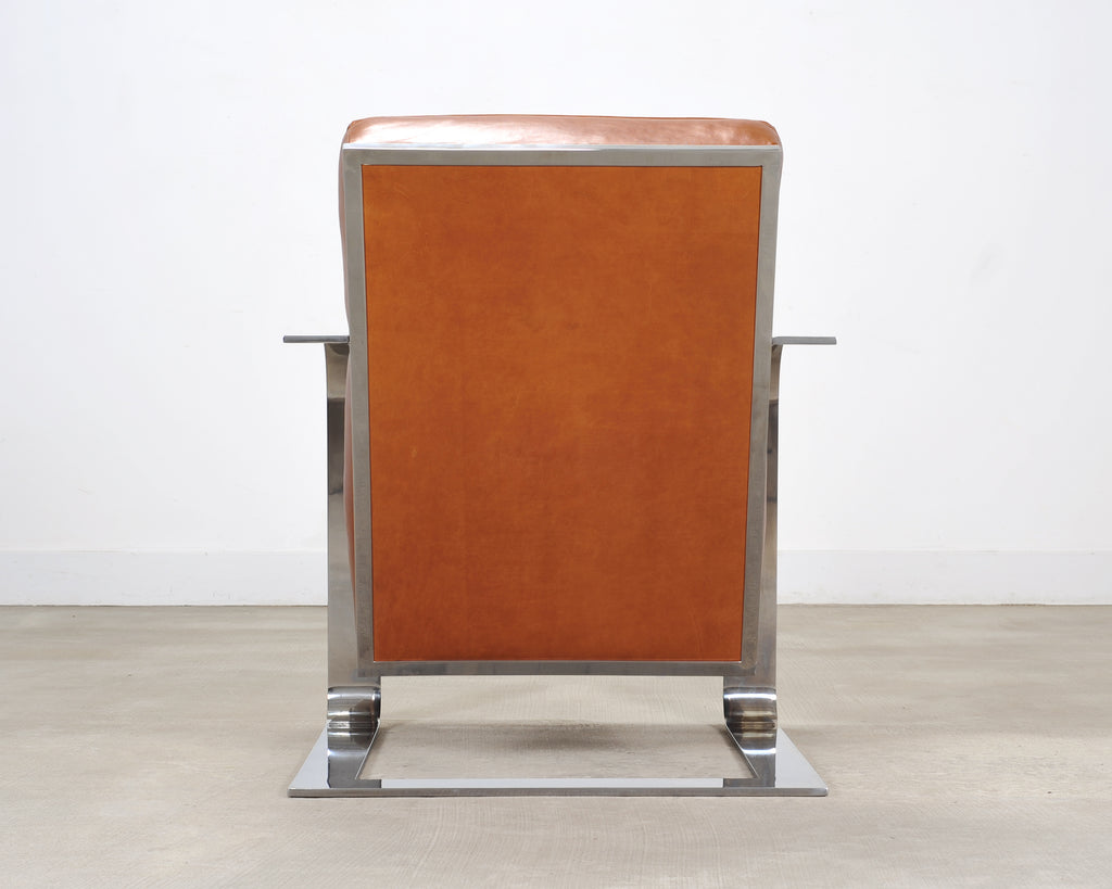Ralph Lauren Modern Penthouse Chrome and Leather Lounge Chair