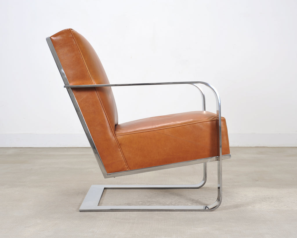 Ralph Lauren Modern Penthouse Chrome and Leather Lounge Chair