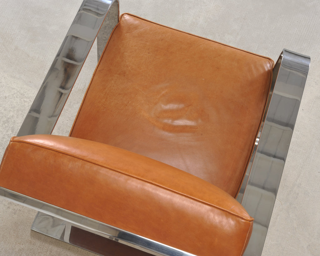 Ralph Lauren Modern Penthouse Chrome and Leather Lounge Chair