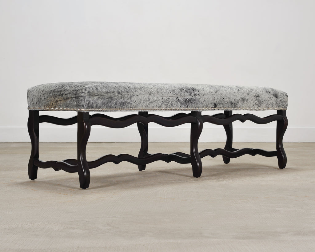 Ralph Lauren "Os de Mouton" Leather Cowhide Upholstered Bench