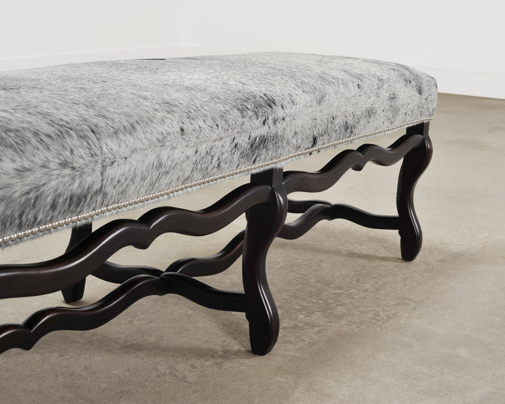 Ralph Lauren "Os de Mouton" Leather Cowhide Upholstered Bench