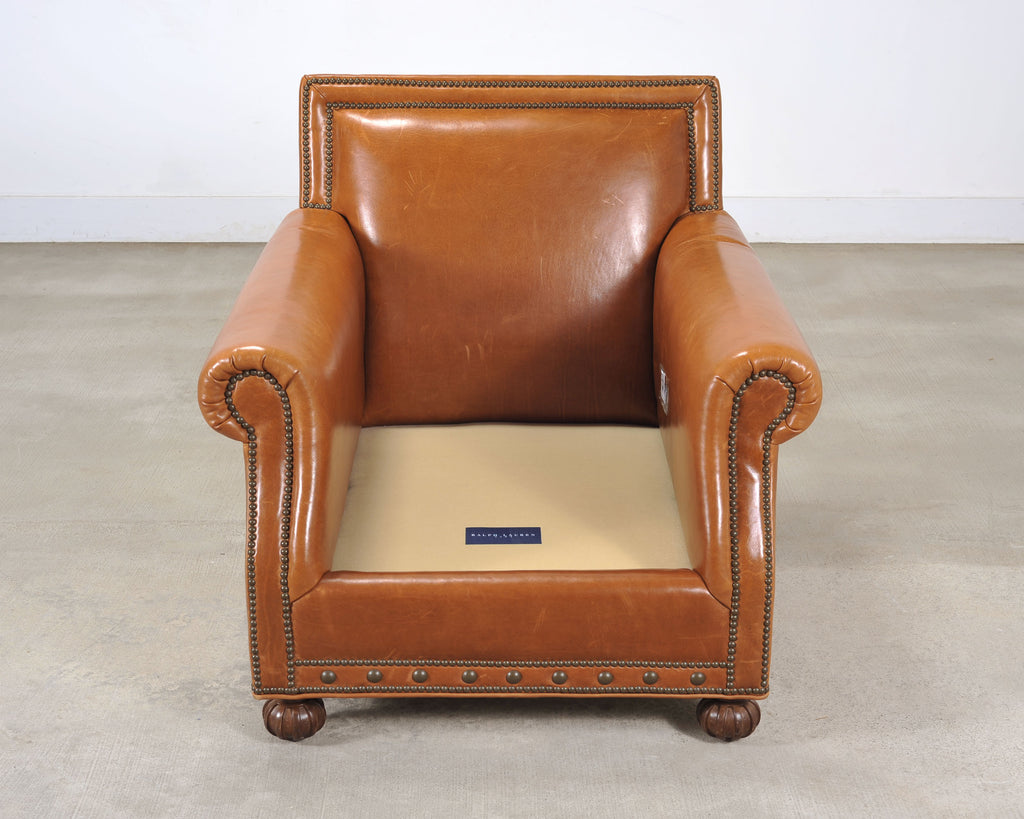 Ralph Lauren Italian Aran Isles Leather Mahogany Club Chair