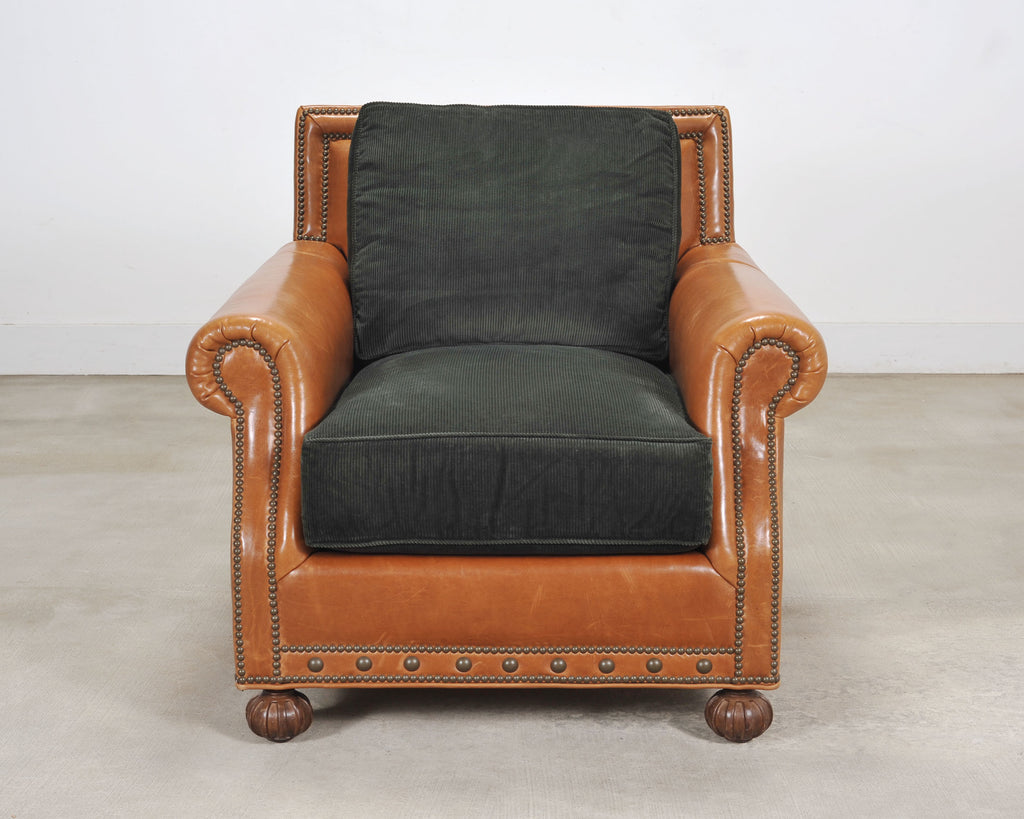 Ralph Lauren Italian Aran Isles Leather Mahogany Club Chair