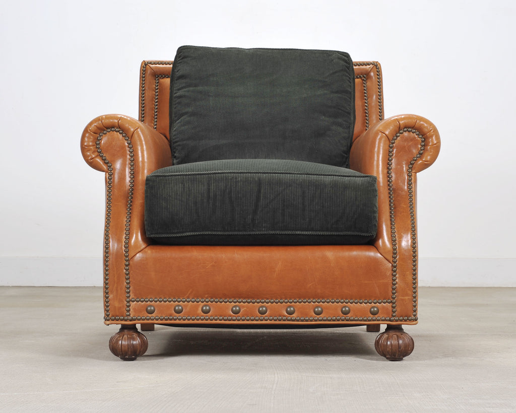 Ralph Lauren Italian Aran Isles Leather Mahogany Club Chair