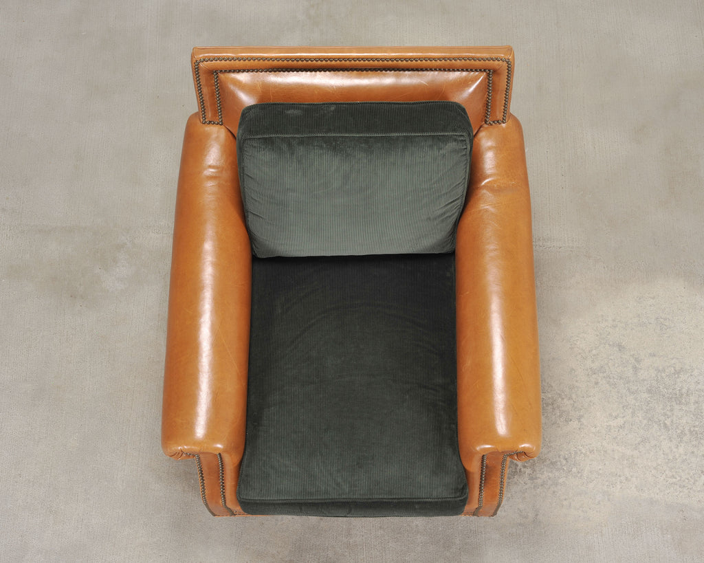 Ralph Lauren Italian Aran Isles Leather Mahogany Club Chair