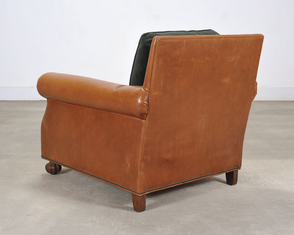 Ralph Lauren Italian Aran Isles Leather Mahogany Club Chair