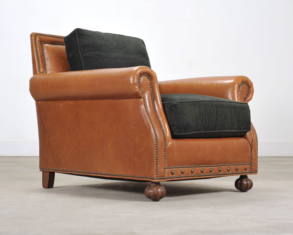 Ralph Lauren Italian Aran Isles Leather Mahogany Club Chair