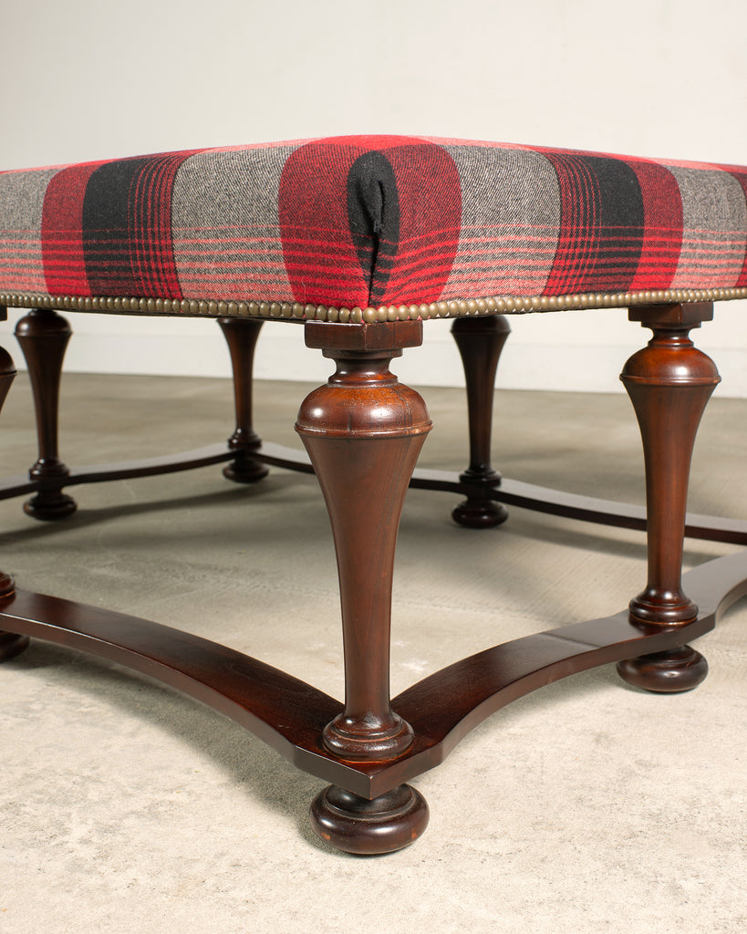 Ralph Lauren Mahogany Plaid Sadler Cocktail Ottoman 4 Ft.