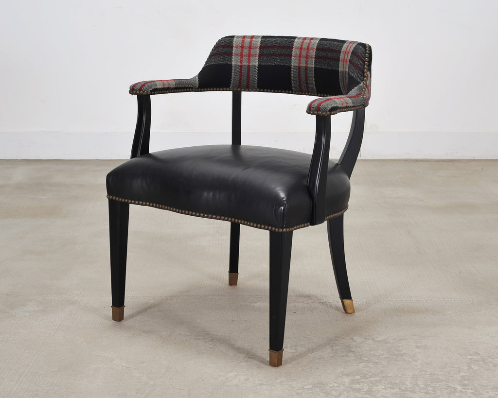 Ralph Lauren Hither Hills Studio Dining Arm Chair Tartan Leather