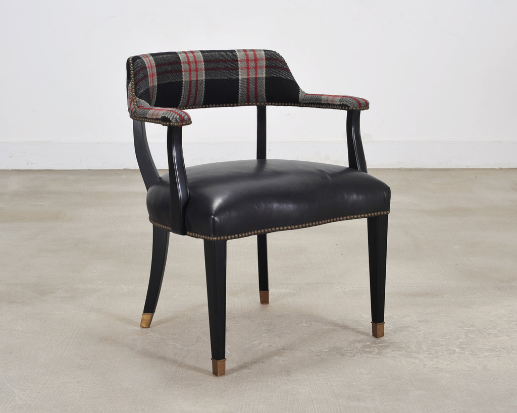 Ralph Lauren Hither Hills Studio Dining Arm Chair Tartan Leather