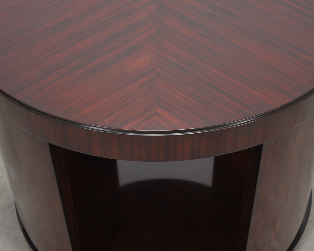 Ralph Lauren Italian Mahogany Round Modern Drum Drink Table