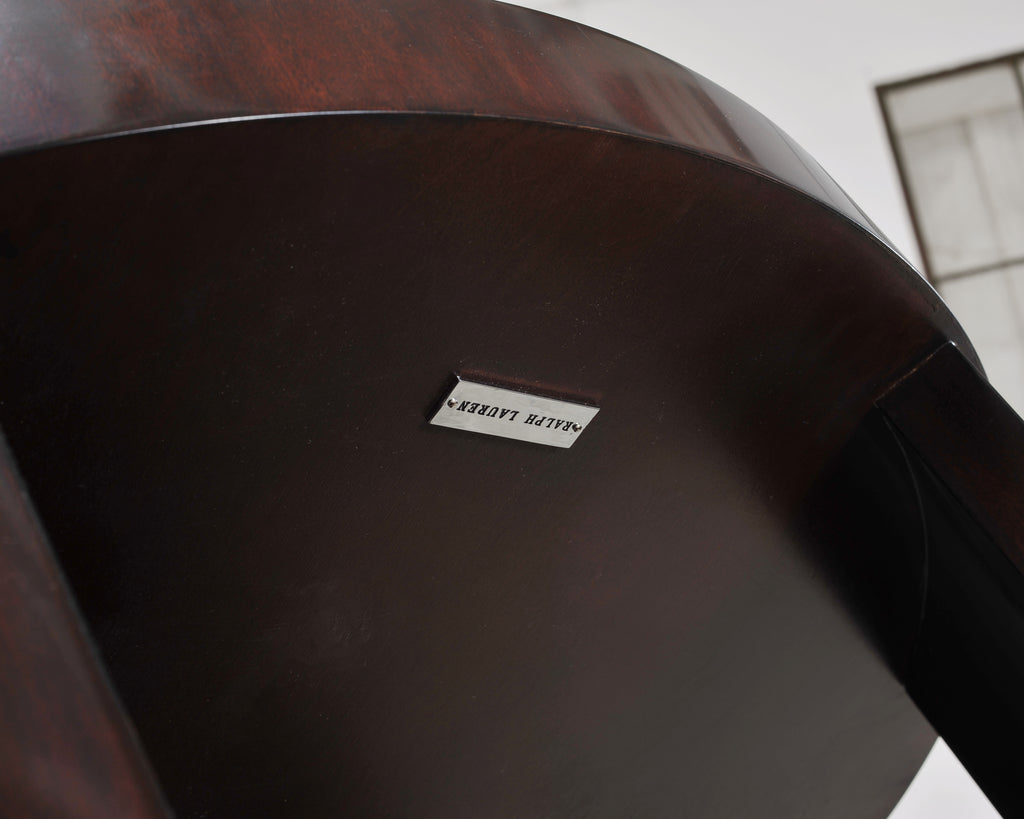 Ralph Lauren Italian Mahogany Round Modern Drum Drink Table