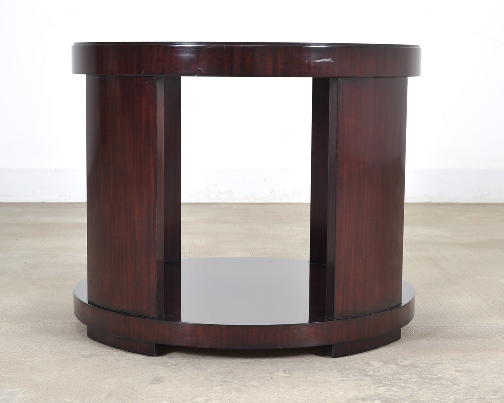 Ralph Lauren Italian Mahogany Round Modern Drum Drink Table