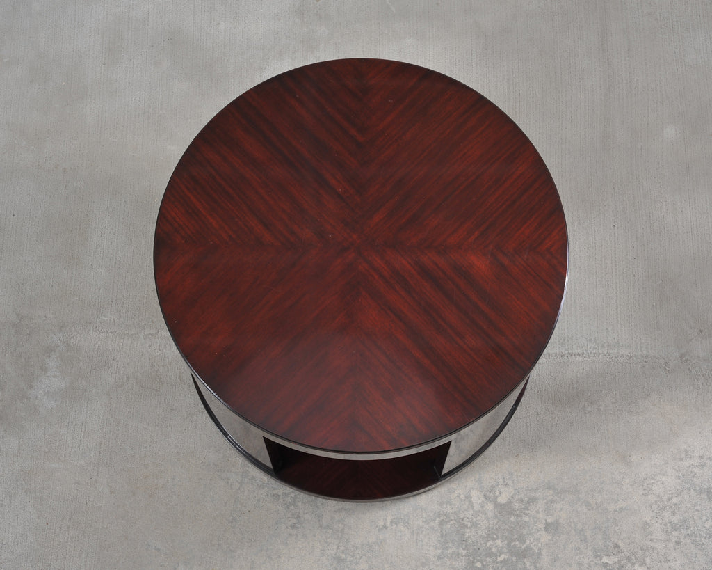 Ralph Lauren Italian Mahogany Round Modern Drum Drink Table