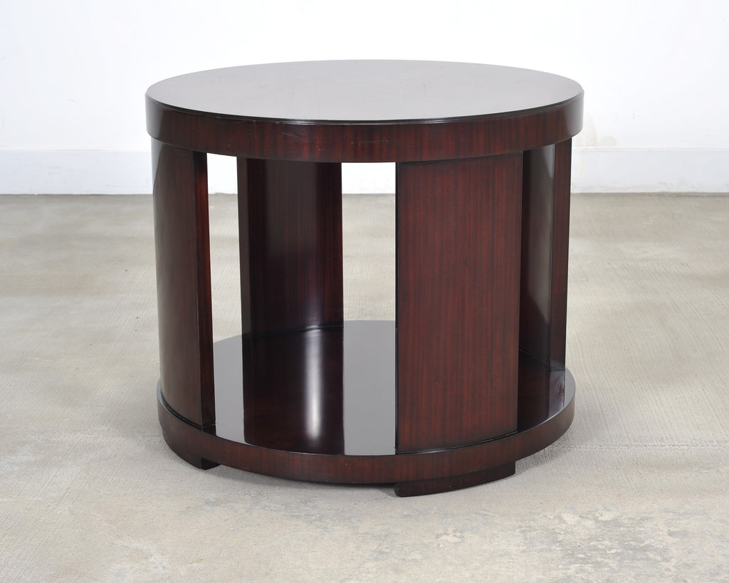 Ralph Lauren Italian Mahogany Round Modern Drum Drink Table