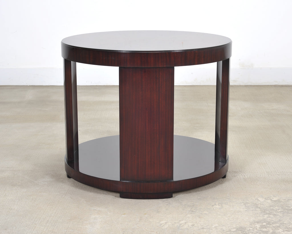 Ralph Lauren Italian Mahogany Round Modern Drum Drink Table