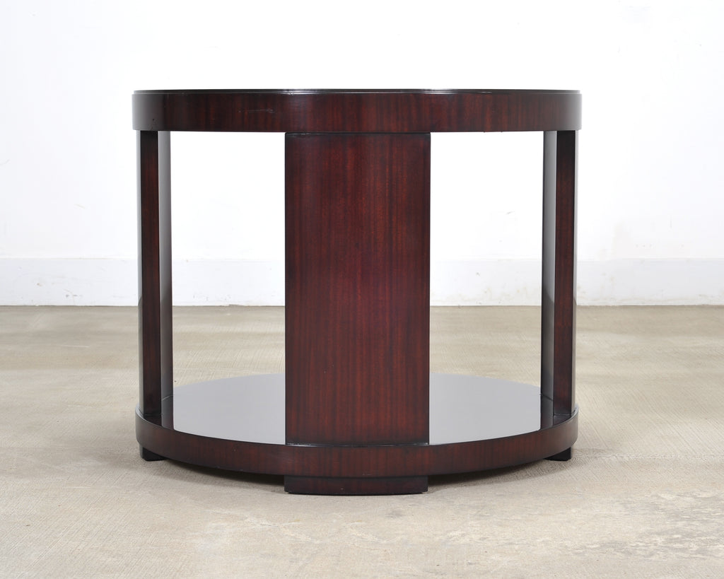 Ralph Lauren Italian Mahogany Round Modern Drum Drink Table