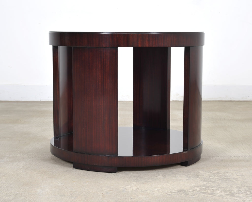Ralph Lauren Italian Mahogany Round Modern Drum Drink Table