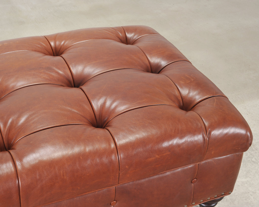 Ralph Lauren Country English Leather Writer's Ottoman 4 Ft