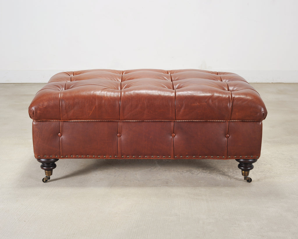Ralph Lauren Country English Leather Writer's Ottoman 4 Ft