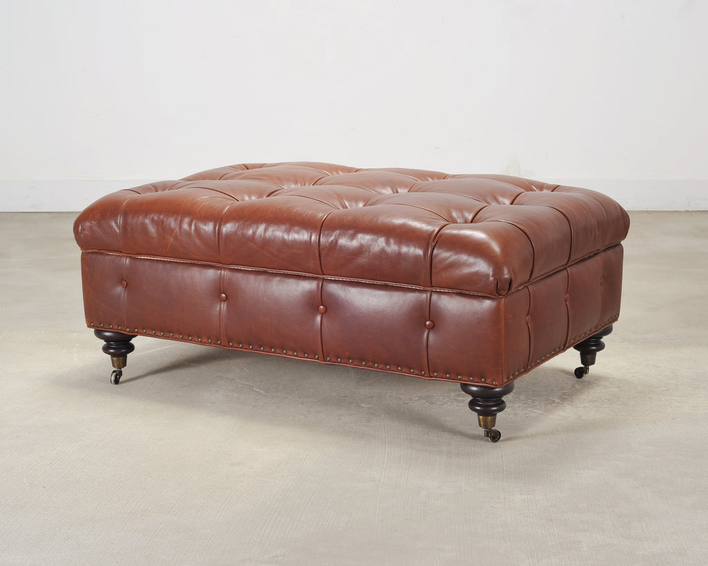 Ralph Lauren Country English Leather Writer's Ottoman 4 Ft