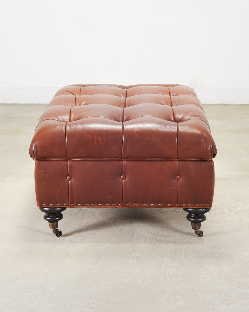 Ralph Lauren Country English Leather Writer's Ottoman 4 Ft