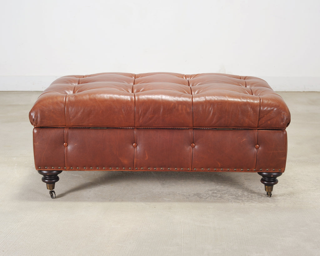 Ralph Lauren Country English Leather Writer's Ottoman 4 Ft