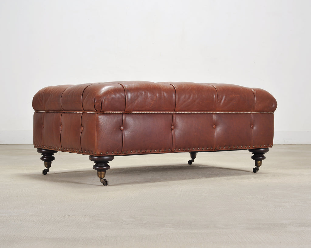 Ralph Lauren Country English Leather Writer's Ottoman 4 Ft