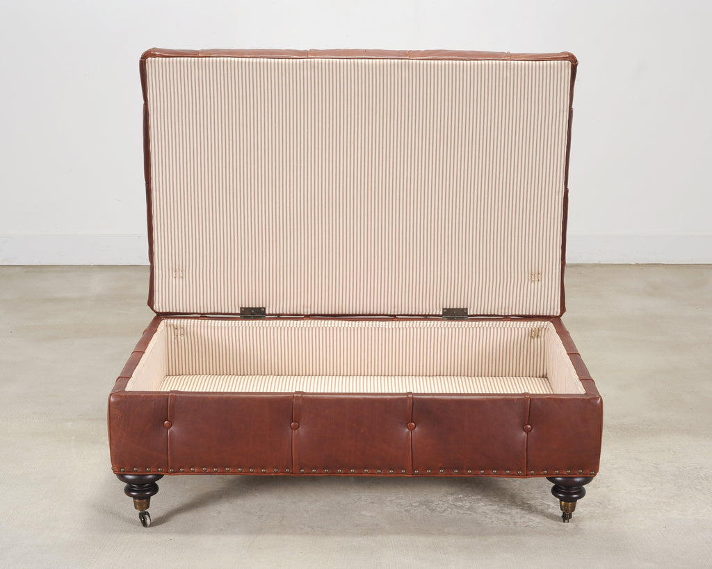 Ralph Lauren Country English Leather Writer's Ottoman 4 Ft