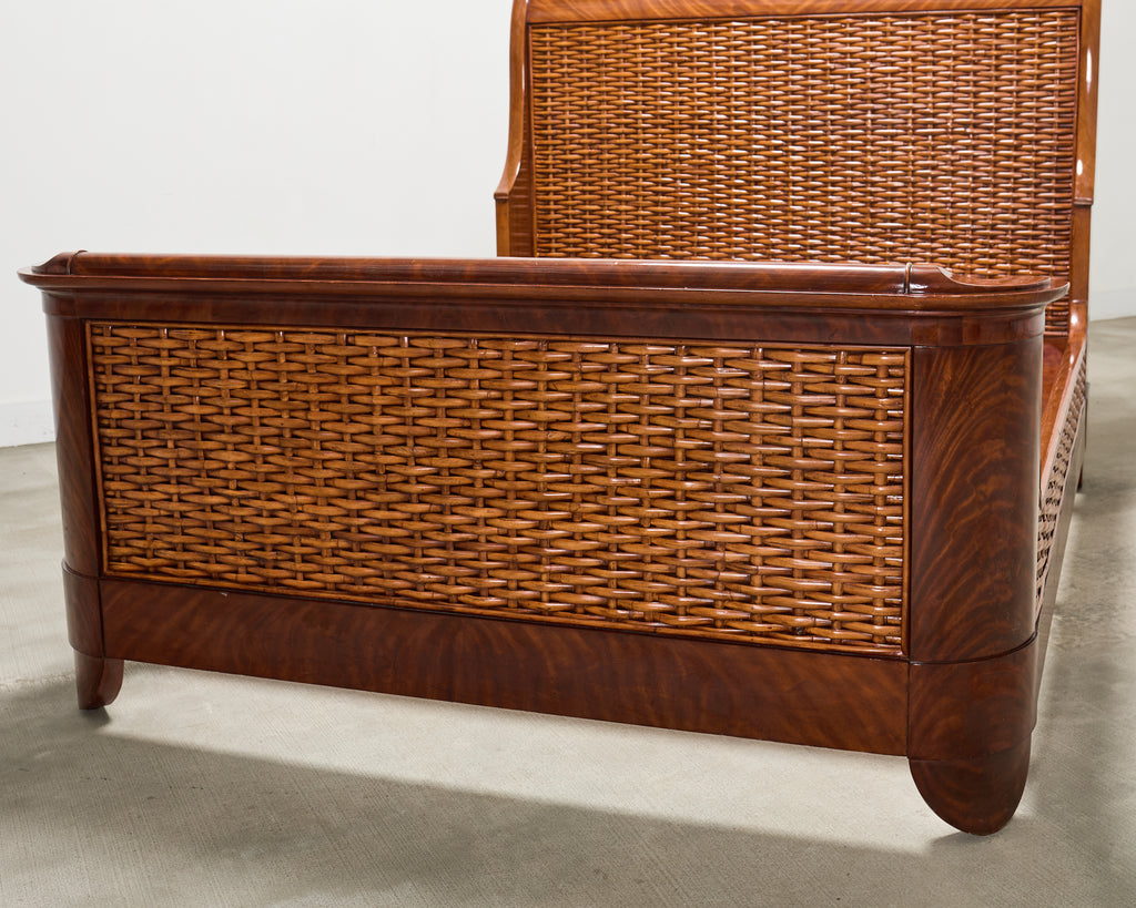 Ralph Lauren Villa America Mahogany Rattan Gondola Sleigh Bed