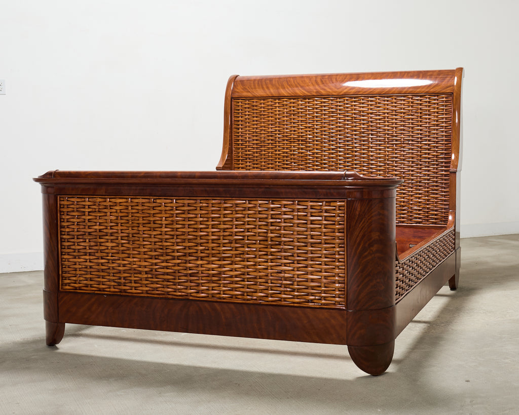 Ralph Lauren Villa America Mahogany Rattan Gondola Sleigh Bed