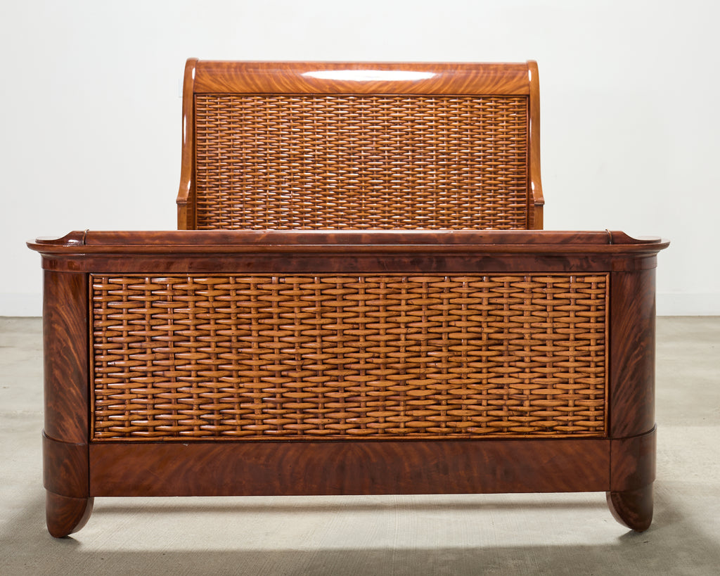 Ralph Lauren Villa America Mahogany Rattan Gondola Sleigh Bed