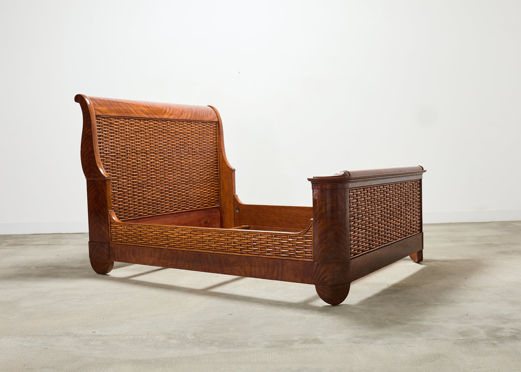 Ralph Lauren Villa America Mahogany Rattan Gondola Sleigh Bed