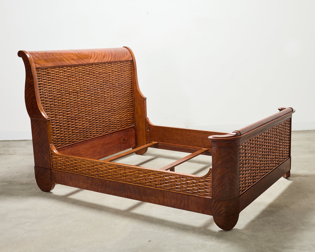 Ralph Lauren Villa America Mahogany Rattan Gondola Sleigh Bed