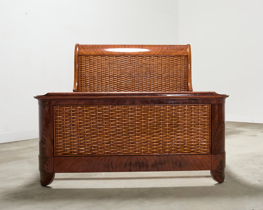 Ralph Lauren Villa America Mahogany Rattan Gondola Sleigh Bed