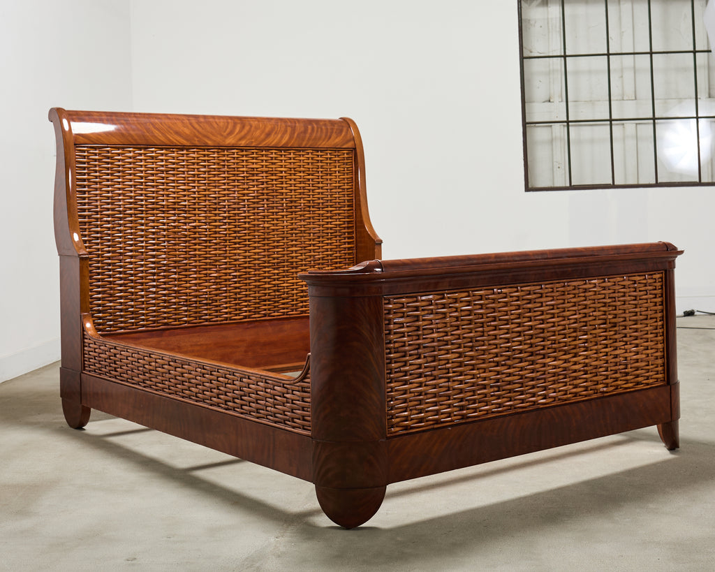 Ralph Lauren Villa America Mahogany Rattan Gondola Sleigh Bed