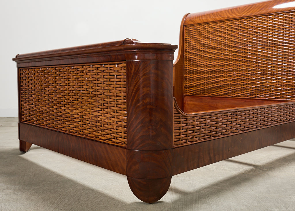 Ralph Lauren Villa America Mahogany Rattan Gondola Sleigh Bed