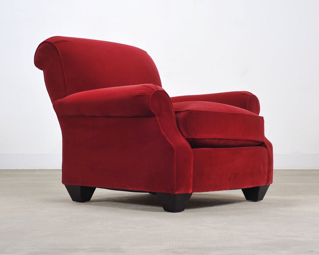 Ralph Lauren London Club Lounge Chair in Italian Red Velvet