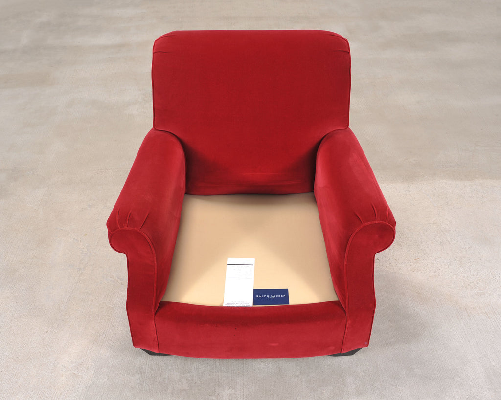 Ralph Lauren London Club Lounge Chair in Italian Red Velvet